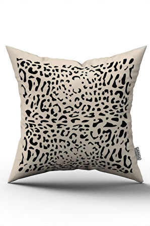 Çift Taraflı Siyah Bej Leopar Desenli Dijital Baskı Kırlent Yastık Kılıfı - CGH363-CT