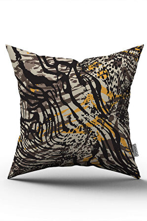 Çift Taraflı Kahverengi Sarı Zebra Desenli Dijital Baskı Kırlent Yastık Kılıfı - CGH352-CT