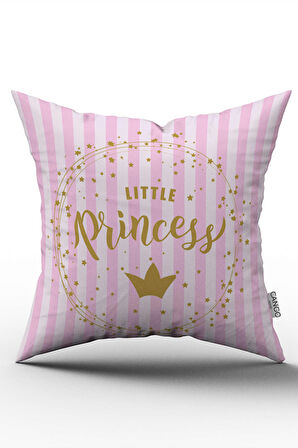 Çift Taraflı Pembe Kız Bebek Princess Dijital Baskılı Kırlent Kılıfı - CGH333-CT