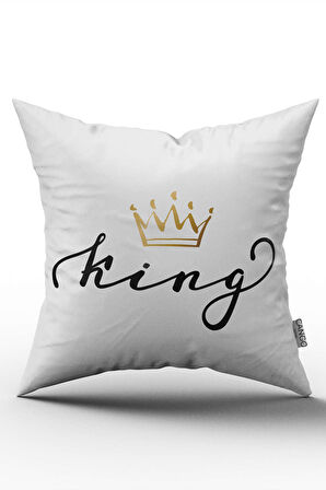Çift Taraflı Beyaz Siyah King Kral Dijital Baskılı Kırlent Kılıfı - CGH324-CT