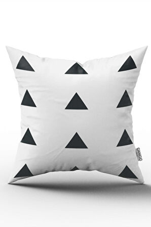 Çift Taraflı Beyaz Siyah Geometrik Dijital Baskılı Kırlent Kılıfı - - CGH314-CT