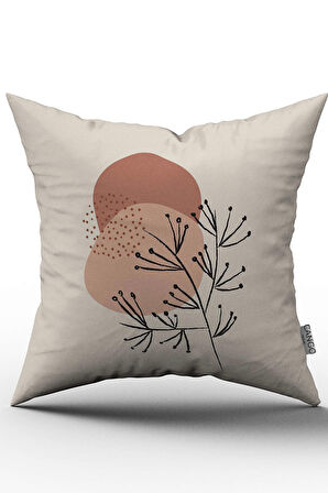 Çift Taraflı Pembe Krem Modern Soyut Çiçekli Dekoratif Kırent Kılıfı - CGH276-CT