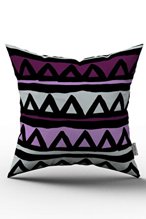 Çift Taraflı Mor Siyah Geometrik Modern Kırlent Yastık Kılıfı - CGH231-CT