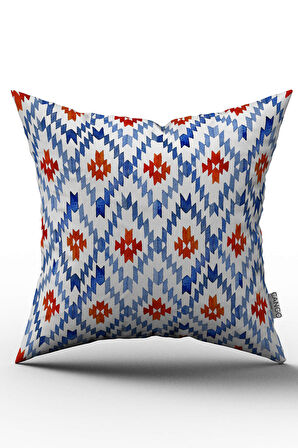 Çift Taraflı Mavi Beyaz Etnik Dekoratif Kırlent Yastık Kılıfı - CGH186-CT