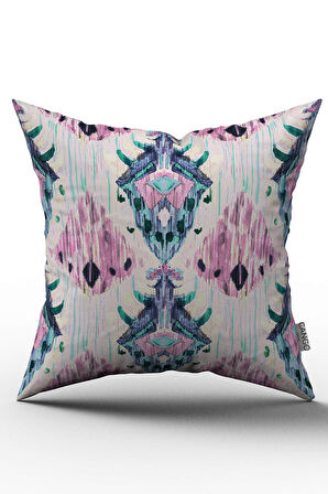 Çift Taraflı Pembe Mavi Etnik Dekoratif Kırlent Yastık Kılıfı - CGH183-CT