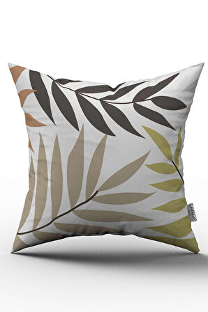 Çift Taraflı Beyaz Renkli Yaprak Desenli Kırlent Yastık Kılıfı - CGH084-CT