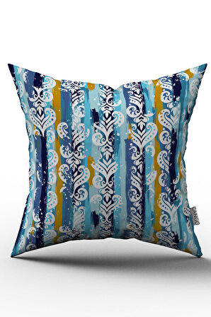 Çift Taraflı Mavi Beyaz Çizgili Kırlent Yastık Kılıfı - CGH070-CT