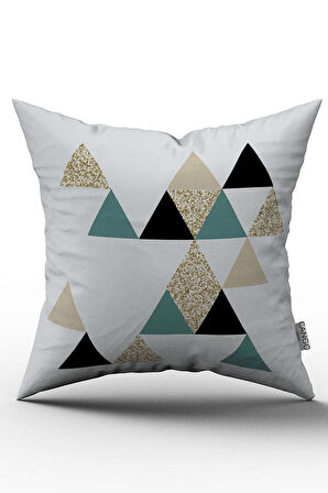 Çift Taraflı Bej Siyah Geometrik Dekoratif Kırlent Yastık Kılıfı - CGH059-CT