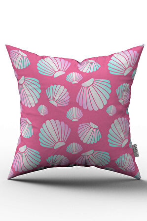 Çift Taraflı Pembe Beyaz İstridye Desenli Kırlent Yastık Kılıfı - CGH058-CT