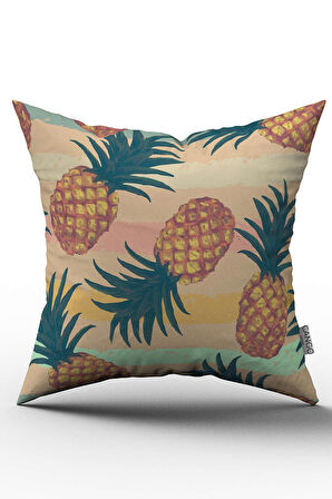 Çift Taraflı Sarı Yeşil Ananas Desenli Kırlent Yastık Kılıfı - CGH049-CT