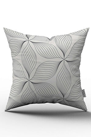 Çift Taraflı Beyaz Siyah Dekoratif Çiçek Desenli Kırlent Yastık Kılıfı - CGH029-CT