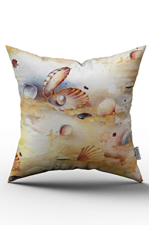 Çift Taraflı Beyaz Sarı İstridye Desenli Kırlent Yastık Kılıfı - CGH006-CT