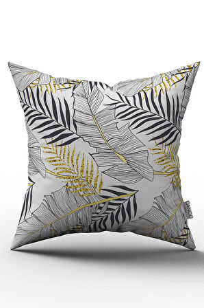 Çift Taraflı Sarı Siyah Yapraklı Dijital Baskı Kırlent Yastık Kılıfı - CHCCK52-CT