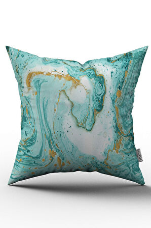 Çift Taraflı Mavi Beyaz Soyut Modern Desenli Dijital Baskılı Kırlent Kılıfı - OTYK012-CT