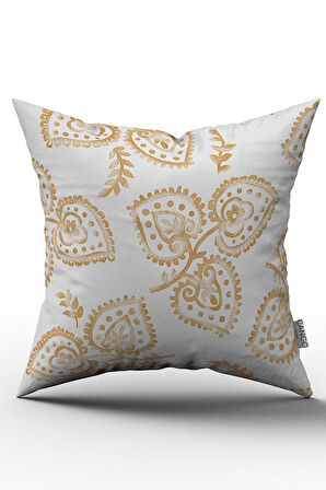 Çift Taraflı Sarı Beyaz Dekoratif Yaprak Desenli Dijital Baskılı Kırlent Kılıfı - OTYK074-CT