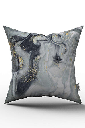 Çift Taraflı Gri Beyaz Modern Soyut Dalgalı Dijital Baskılı Kırlent Kılıfı - OTYK299-CT