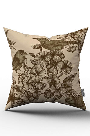 Çift Taraflı Kahverengi Sarı Ayçiçek Desenli Dijital Baskılı Kırlent Kılıfı - OTYK309-CT