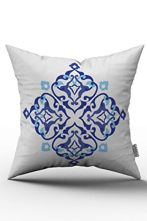 Çift Taraflı Mavi Etnik Motif Desenli Dijital Baskılı Kırlent Kılıfı - OTYK506-CT
