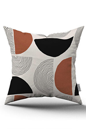 Çift Taraflı Kahverengi Siyah Bohem İskandinav Dijital Baskılı Kırlent Kılıfı CGH1232