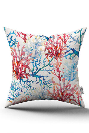 Çift Taraflı Kırmızı Mavi Marin Desenli Dijital Baskılı Kırlent Kılıfı CGH1153