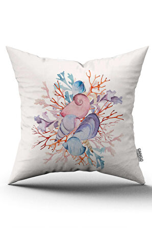 Çift Taraflı Mavi Turuncu Marin Desenli Dijital Baskılı Kırlent Kılıfı CGH1187