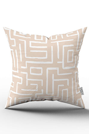 Çift Taraflı Krem Beyaz Bohem İskandinav Geometrik Desenli Dijital Baskılı Kırlent Kılıfı CGH1203