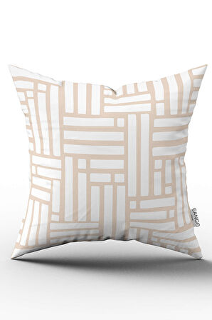 Çift Taraflı Krem Beyaz Bohem İskandinav Geometrik Desenli Dijital Baskılı Kırlent Kılıfı CGH1208