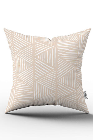 Çift Taraflı Krem Beyaz Bohem İskandinav Geometrik Desenli Dijital Baskılı Kırlent Kılıfı CGH1211