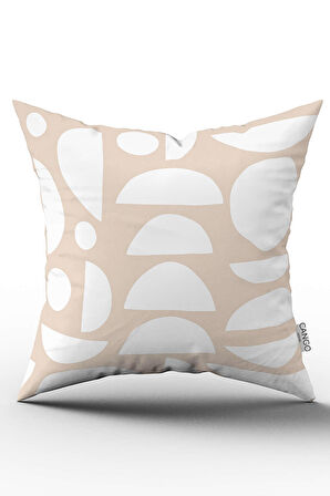 Çift Taraflı Krem Beyaz Bohem İskandinav Geometrik Desenli Dijital Baskılı Kırlent Kılıfı CGH1212