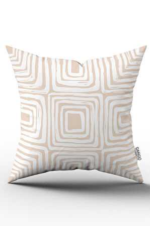 Çift Taraflı Krem Beyaz Bohem İskandinav Geometrik Desenli Dijital Baskılı Kırlent Kılıfı CGH1213