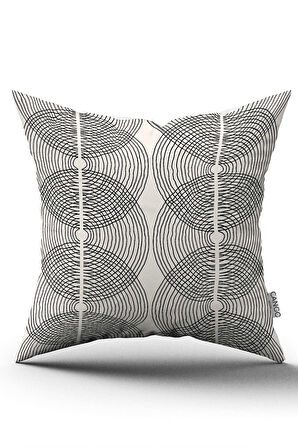 Çift Taraflı Krem Siyah Bohem İskandinav Geometrik Desenli Dijital Baskılı Kırlent Kılıfı CGH1214