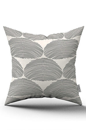 Çift Taraflı Krem Siyah Bohem İskandinav Geometrik Dijital Baskılı Kırlent Kılıfı CGH1215