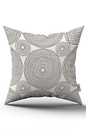 Çift Taraflı Krem Siyah Bohem İskandinav Geometrik Dijital Baskılı Kırlent Kılıfı CGH1219