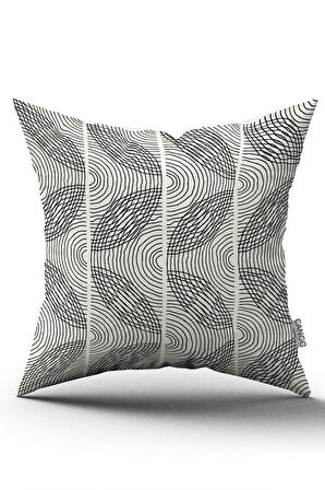 Çift Taraflı Krem Siyah Bohem İskandinav Geometrik Dijital Baskılı Kırlent Kılıfı CGH1221