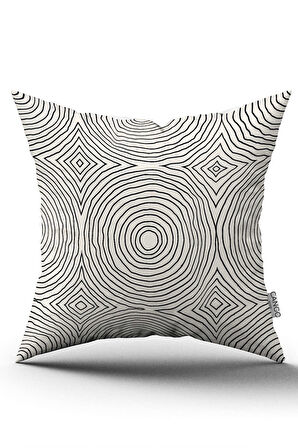 Çift Taraflı Krem Siyah Bohem İskandinav Geometrik Dijital Baskılı Kırlent Kılıfı CGH1224