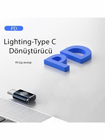 LivX 35W Type C to Lightning iPhone 15 Max Pro Plus Yuva Çevirici Hızlı Şarj Aktarımı OTG Dönüştürücü Koyu Mavi OTGTM-K