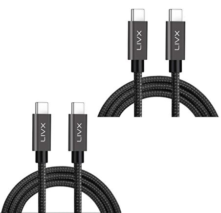 Livx İkili Paket Solid 100w 5a Type C To Type C Pd 2.0 5 Gbps 1Metre