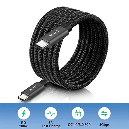 Livx İkili Paket Solid 100w 5a Type C To Type C Pd 2.0 5 Gbps 1Metre