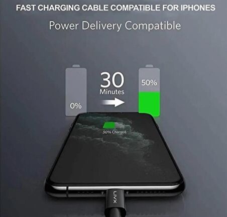LivX Horizontal 20w Type C To Lightning 1 Metre Iphone Ipad Uyumlu Hızlı Şarj Ve Data Kablosu IPBLT-00