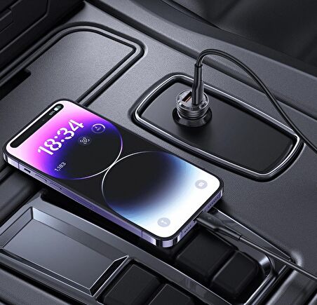 LivX Transparent 45W PD/QC Type C ve USB Çıkış Ultra Hızlı Mini Araç şarj Cihazı L35