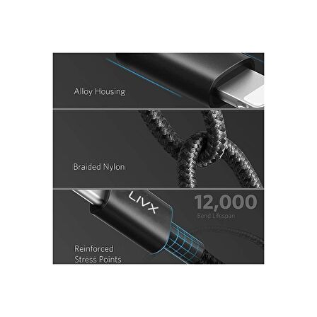 LivX Horizontal 20W Type C to Lightning iPhone iPad Hızlı Şarj ve Data Kablosu Space Gray 2 Metre IPBLT-01