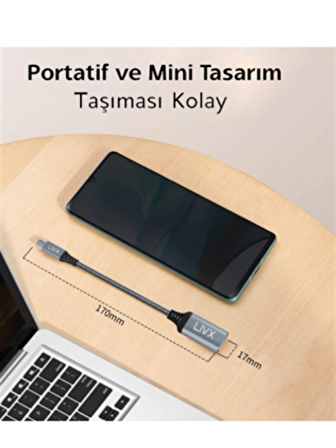 Livx USB 3.0 To Type-C Çevirici Dönüştürücü 60W 15 cm Kablolu OTG Adaptör GRİ OTTCA-01