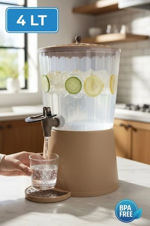 4 Lt Musluklu Su ve Limonata Sebili| Ayaklı Detoks Şerbetlik | Buzdolabı Uyumlu Şerbetlik Limonata Sebili | Toprak