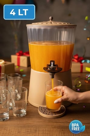 4 Lt Musluklu Su ve Limonata Sebili| Ayaklı Detoks Şerbetlik | Buzdolabı Uyumlu Şerbetlik Limonata Sebili | Toprak
