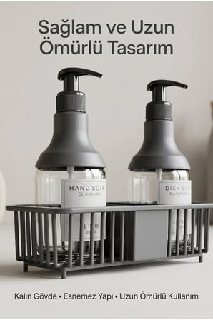 2’li Cam Sıvı Sabunluk Seti | El ve Bulaşık Sabunu Seti | Standlı Banyo Düzenleyici | 250 ML x 2