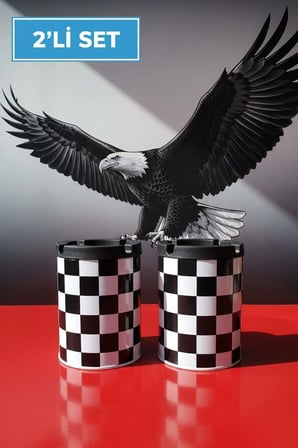 Desenli 2 Adet Metal Kül Tablası | Ev | Araç Kül Tablası | 200 ml | Kokusuz Küllük