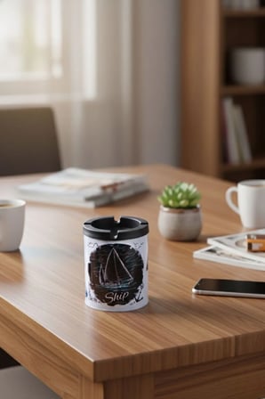 Desenli 2 Adet Metal Kül Tablası | Ev | Araç Kül Tablası | 200 ml | Kokusuz Küllük