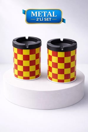 Desenli 2 Adet Metal Kül Tablası | Ev | Araç Kül Tablası | 200 ml | Kokusuz Küllük