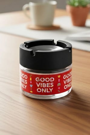 Good Vibes Cam Kokusuz Küllük | Koku Hapseden Kapaklı | Rüzgar Önleyici Kapaklı | Araç ve Ev Kullanımına Uygun | Kırmızı | 300 ML
