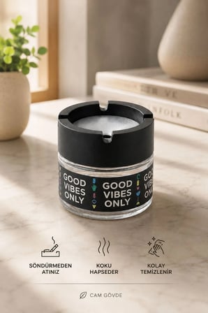 Good Vibes Cam Kokusuz Küllük | Koku Hapseden Kapaklı | Rüzgar Önleyici Kapaklı | Araç ve Ev Kullanımına Uygun | Siyah | 300 ML